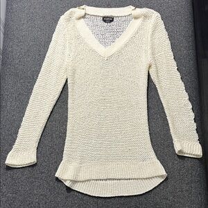bebe Cream V-Neck Sweater